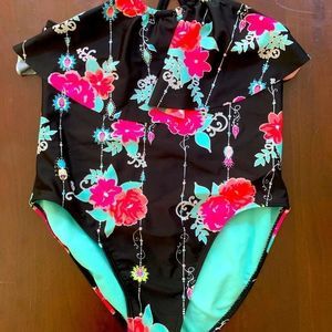 Girls XL one piece floral bathing suit